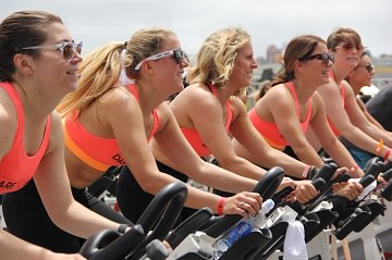 women on spin bikes